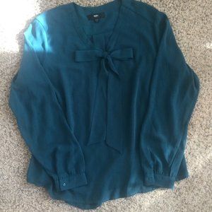 Mossimo Teal Blouse With Cute Tie